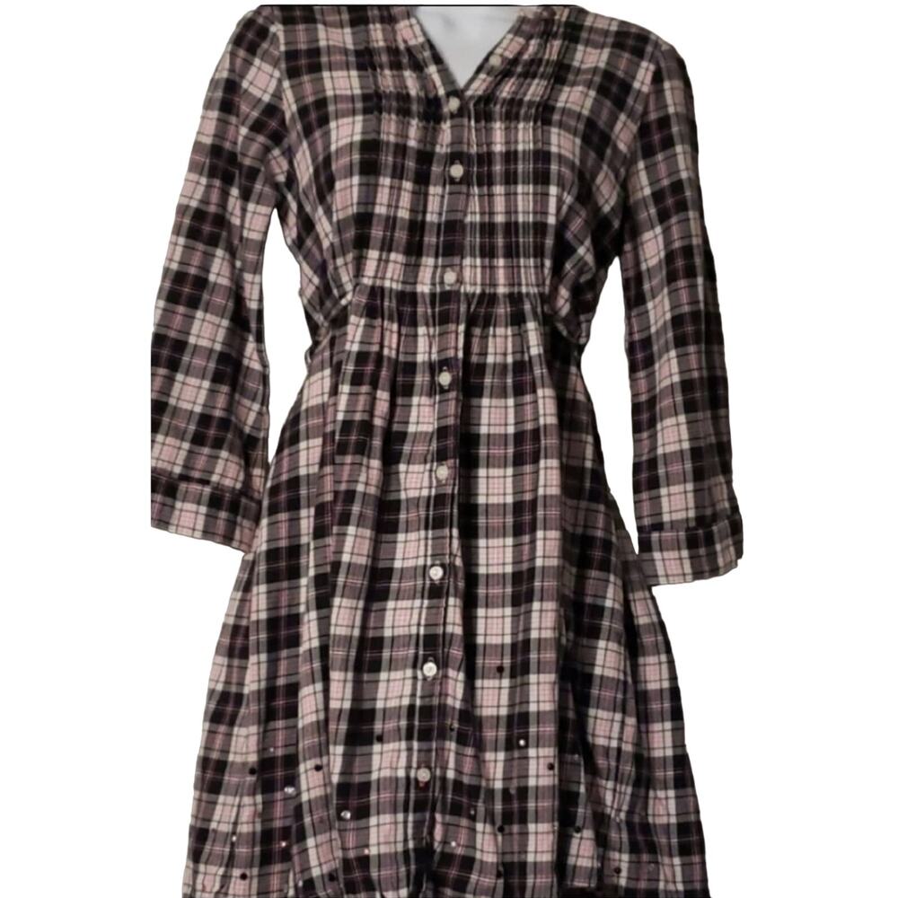 Pink Victoria's Secret Vintage Plaid Grey Pink Long Sleeve Dress S